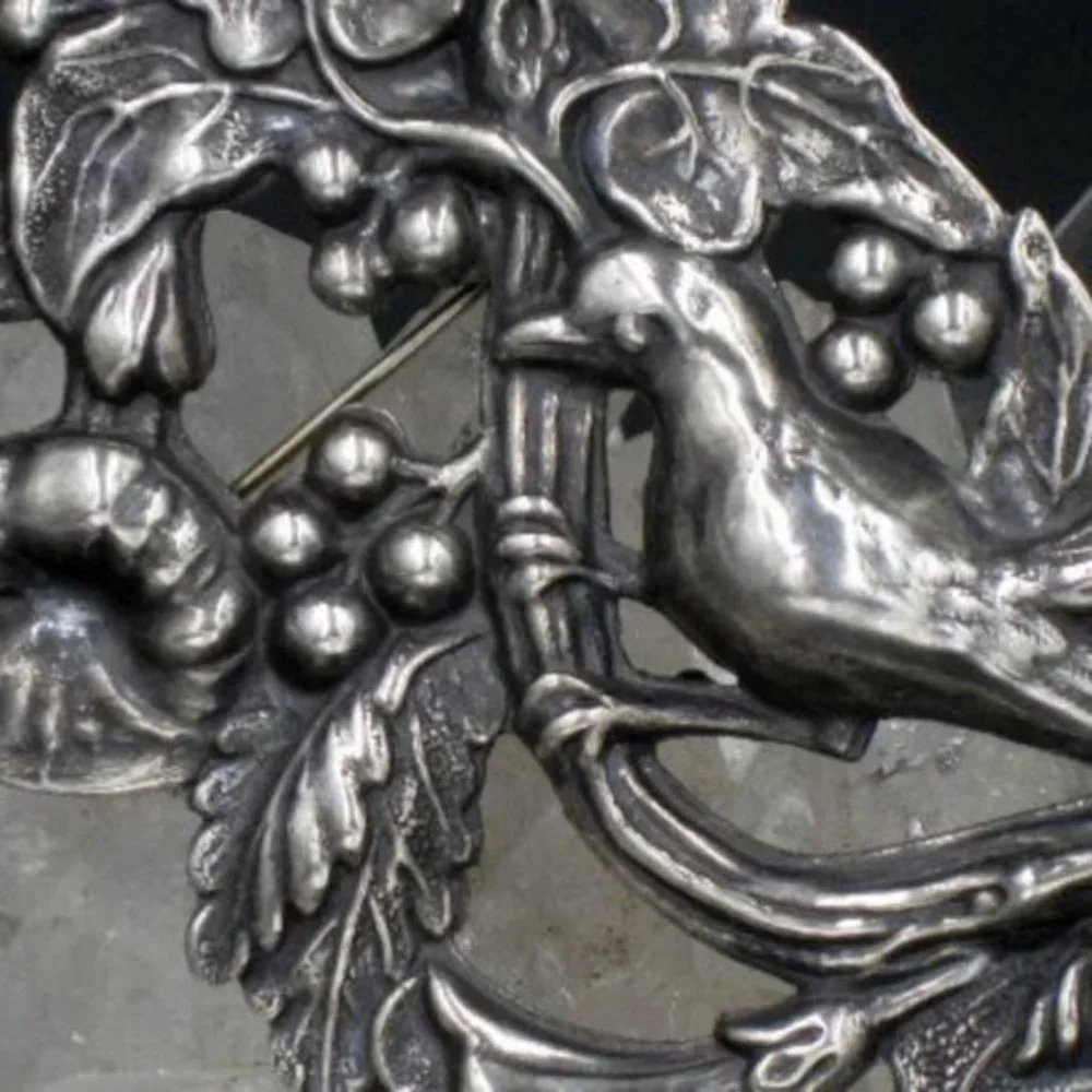 Sterling Silver Art Nouveau Style Bird Brooch